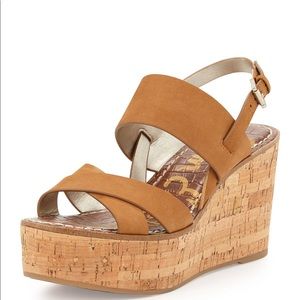 Sam Edelman Destiny Wedge Sandals - Camel - SZ 10